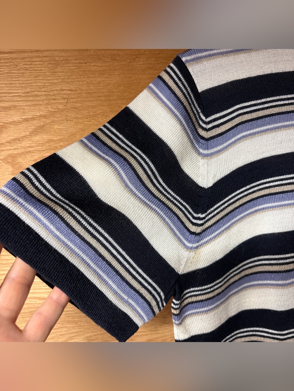 Leslie Fay Vintage Navy, White & Lavender Striped Short-Sleeve Tee - Picture 2 of 5